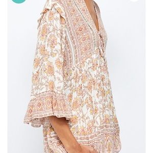 Free People ivory Combo Hi Lo Top